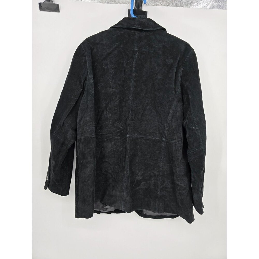 Dennis Basso Size 1X Womens Black Genuine Leather Suede Jacket Button Up - Picture 4 of 6